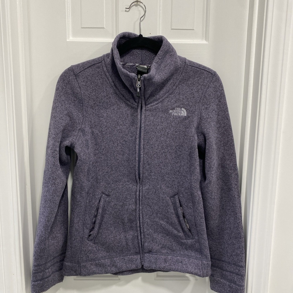 North‎ Face Women's Fleece Lined Zip Up Jacket Outer Pockets Purple Small
